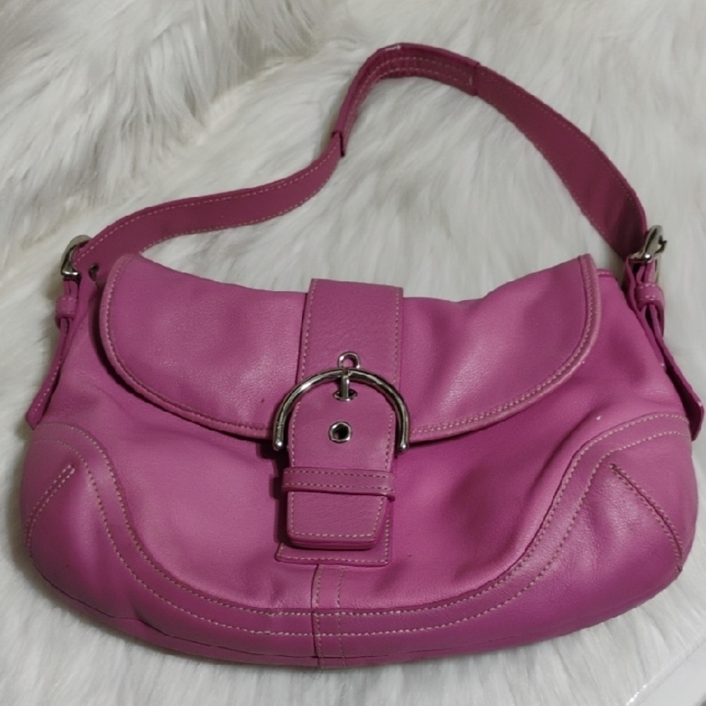 SALE! RARE! Authentic Coach Pink Y2K Soho Hobo Large Leather Shoulder Bag - Picture 14 of 16
